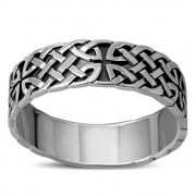 Plain Silver Celtic Mens Band Ring, rp256